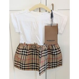 Burberry White and Plaid Baby Dress